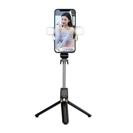 Cell Phone Tripod / Selfie Stick With Lights and Bluetooth Remote Control