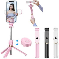 Cell Phone Tripod / Selfie Stick With Lights and Bluetooth Remote Control