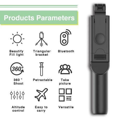 Bluetooth Rotating Selfie Tripod Stick with LED light