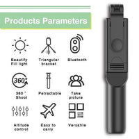 Bluetooth Rotating Selfie Tripod Stick with LED light