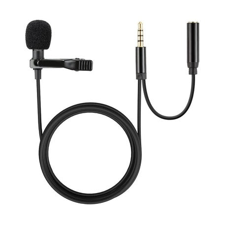Techme 3.5mm Aux & 3.5mm Jack Lavalier Omni-Directional Microphone with Bag