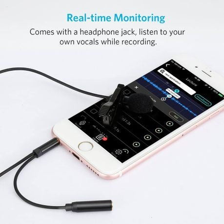 Techme 3.5mm Aux & 3.5mm Jack Lavalier Omni-Directional Microphone with Bag