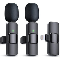 2 Pack Wireless Lavalier Microphones for iPhone iPad Professional Clip Mic