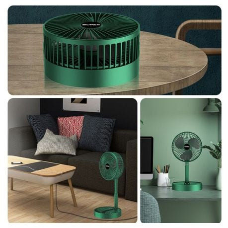Rechargeable telescopic fan Green