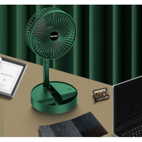 Rechargeable telescopic fan Green