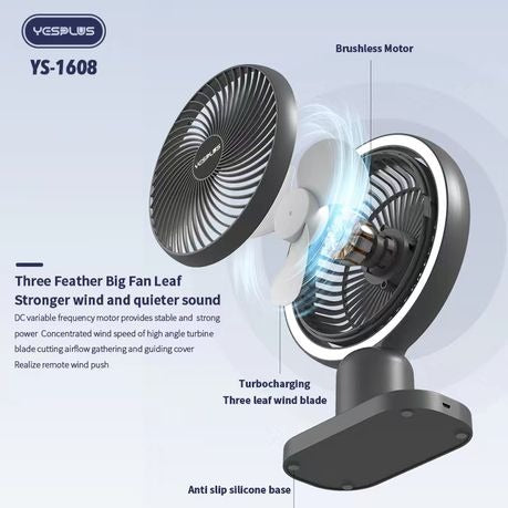 YESPLUS - YS-1608 - Desktop Fill Night Light Circulation Fan - Green