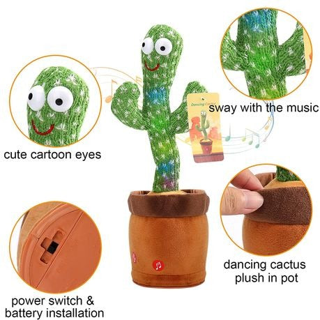 Dancing Cactus Baby Mimicking Recording Music Light Up Baby Interactive Toy