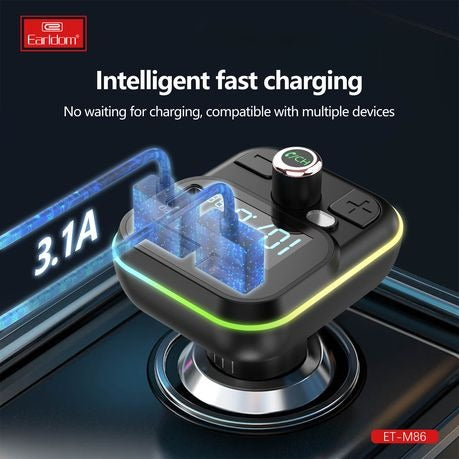 EARLDOM - ET-M86 - 3.1A - Wireless Car FM Transmitter / Modulator - Black