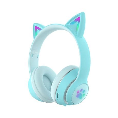 L550 Bluetooth RGB Cat Ear Headphone w/SD Card Slot BLUE