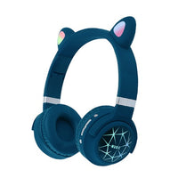 HZ-BT630 - Foldable Cat Ear Design LED Light Up Wireless Stereo Headset - dark blue