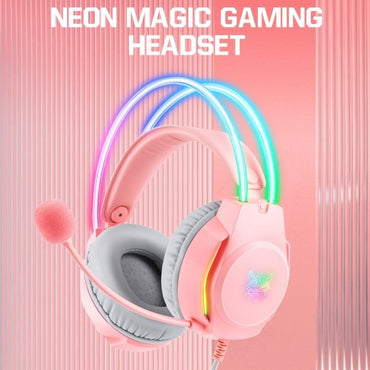 Neon Magic RGB Lighting Noise Reduction Wired Headphon Onikuma X26 3.5mm