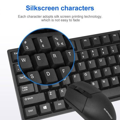 Shipadoo D160 USB Wired Splash Proof Home Office Keyboard & 10000 DPI Mouse