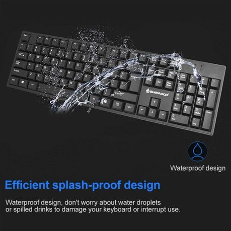Shipadoo D160 USB Wired Splash Proof Home Office Keyboard & 10000 DPI Mouse