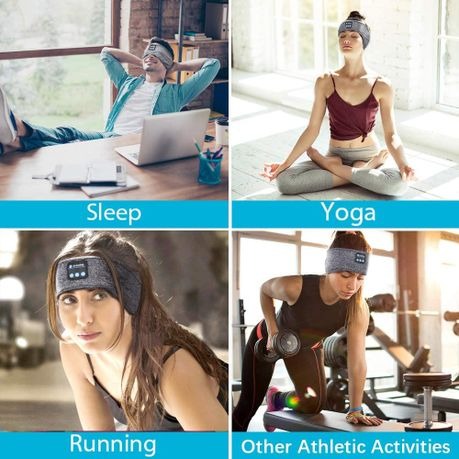 Bluetooth Sports Headband Headphones with Built-in Thin Speaker - Black