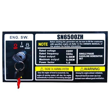 Sunny 4-Stoke Generator 6.5kVA Petrol Battery Key Start 6500W
