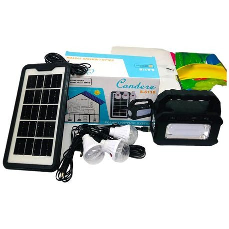 Portable LED Solar Lighting System with 3 Bulbs