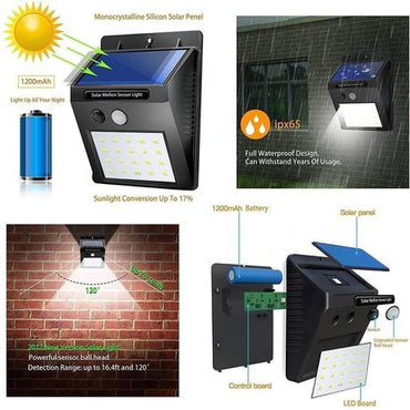 3w Led Motion Sensor Solar Power Wall Light 0.55W Solar Light - Black
