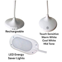 Rechargeable Eye Protect LED Reading Lamp Touch Sensor 360º Twist - 2 Pack
