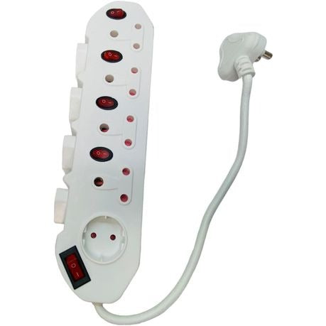 9 Way Multi Plug Power Adaptor, Schucko & Euro with Switches