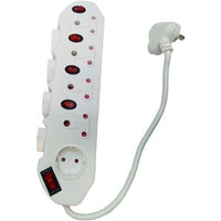 9 Way Multi Plug Power Adaptor, Schucko & Euro with Switches