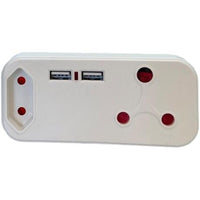 4 Way Multi Plug Power Adaptor, Euro & 2 x USB Charger 1A