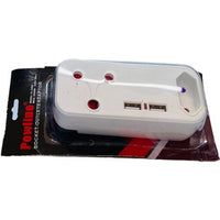 4 Way Multi Plug Power Adaptor, Euro & 2 x USB Charger 1A