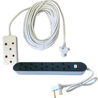 5 Way Multi Plug Power Adaptor &10m Extension Cord with a 2-Way Multiplug