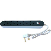 5 Way Multi Plug Power Adaptor & Black 10m Extension Cord