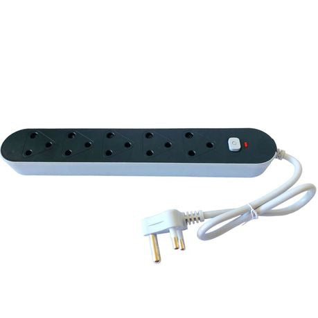 5 Way Multi Plug Power Adaptor & Black 20m Extension Cord