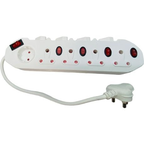 9 Way Multi Plug Power Adaptor, Schucko & Euro with Switches