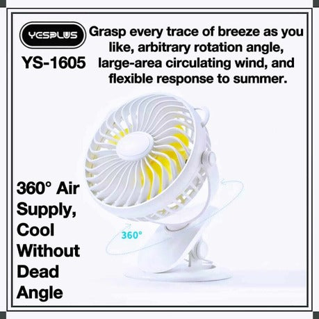 YesPlus - YS-1605 - Energy-Efficient Mini Clip-On Fan
