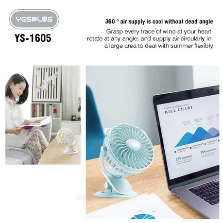YesPlus - YS-1605 - Energy-Efficient Mini Clip-On Fan