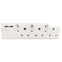 8 Way Multi Plug Power Adaptor with 2 x USB Charger 1A
