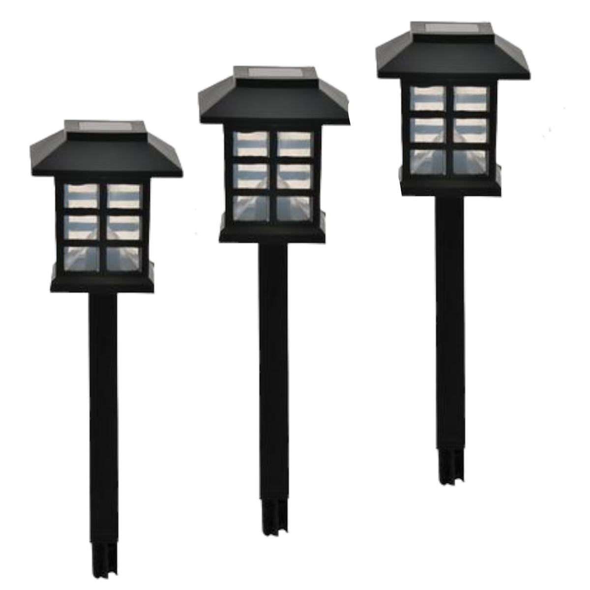 3 Pieces Solar Powered Outdoor Lantern (Spike) 3 Piece Outdoor Luminaire 30cm H