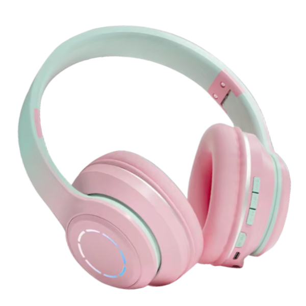ST99 - Wireless Headset With HiFi Sound Quality and LED Lights - Green/Pink