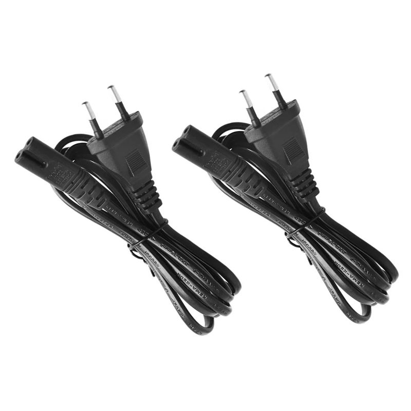 Twin Pack Figure-8 to EU 2 Pin Power Cord C7/C8 Power Cable