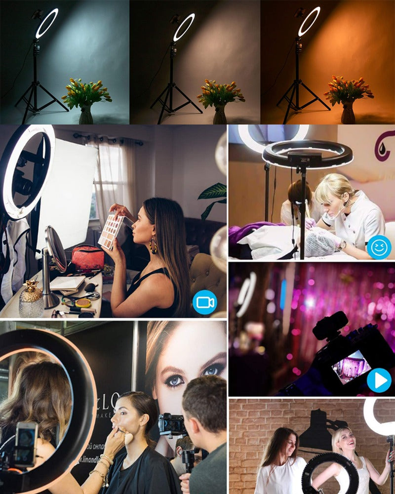 2-in-1 20cm Multi-Colour RGB Ring Light w/ & Adjustable 2.1m Tripod Stand