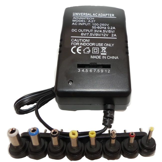 Multipurpose Universal Adjustable Voltage Switching AC Adapter 2A/12