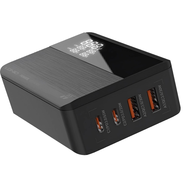 LDNIO - A4808Q - 2 USB Port and 2 Type-C Port Charging Adapter - Black