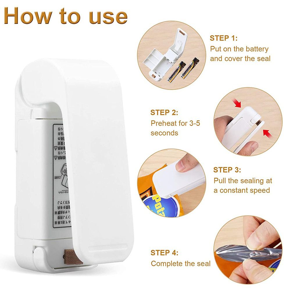 White Mini Vacuum Food Heat Sealer Plastic Storage Bag Snack Seal Machine