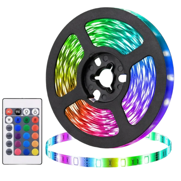 2M - 5050 RGB LED Strip Light With Remote Control - Black