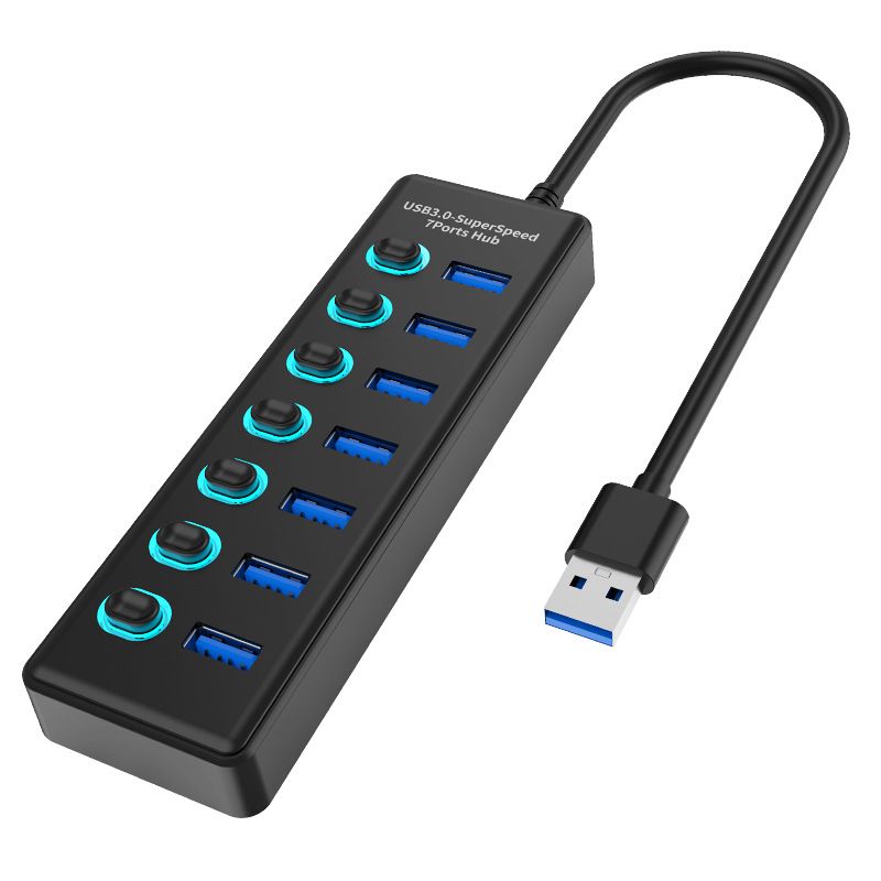 USB 3.0 Hub, 7 Port USB Hub w/ Individual Switch, USB 3.0 Docking Station