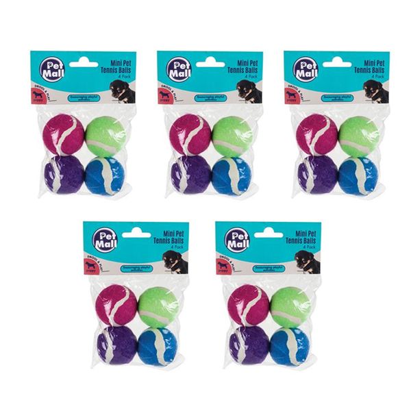 Pet Mall Pet Toy Mini Tennis Balls (4 Balls) - 5 Pack