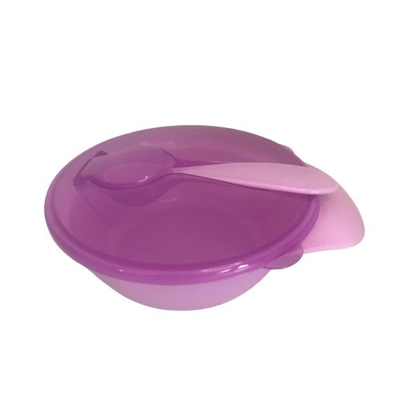 Feeding Bowl With Lid And Spoon - Purple