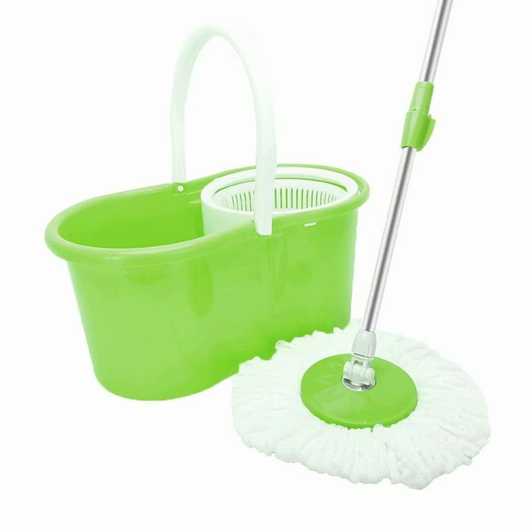 Green - 360 Spin Mop & Bucket System with Microfiber Head