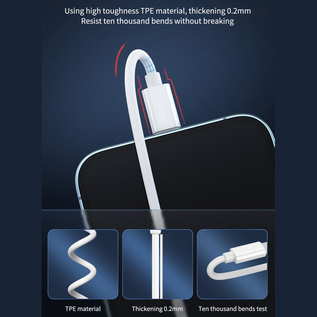 60W USB Fast Charging Cable Set with Type C Micro USB Port & Mobile Stand - 1 Pack