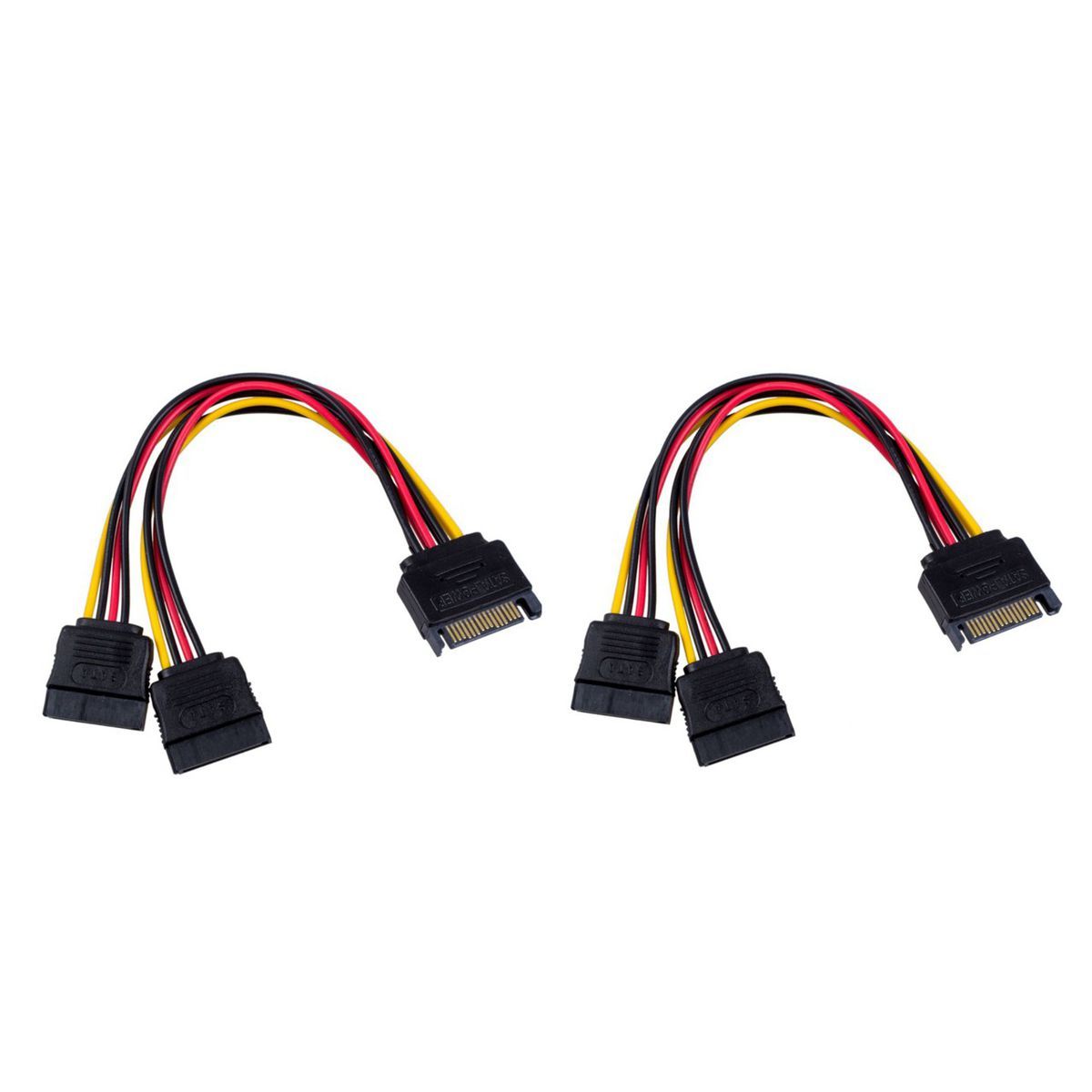 SATA Power Splitter Y Cable Adapter-1 Male to 2 Female - 2 Pack