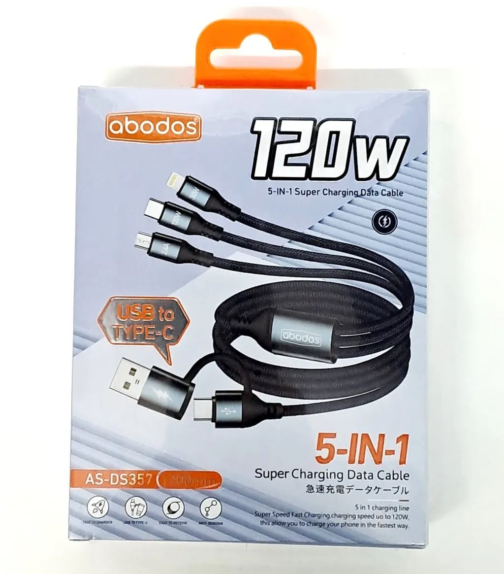 ABODOS 5-in-1 USB Charging Cable AS-DS357 120W 1.2M