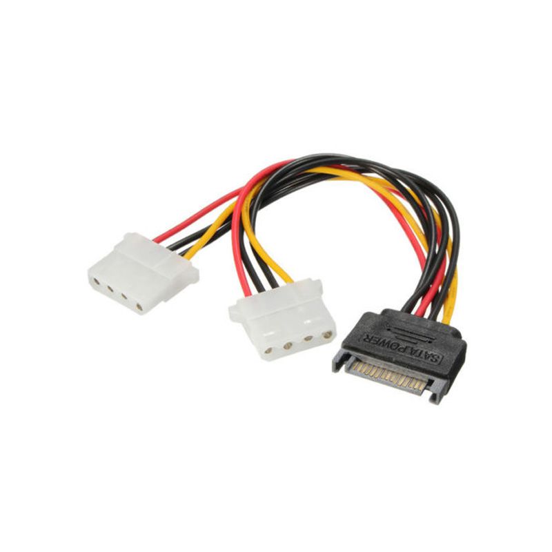 Techme SATA Power to 2 x Molex 4 Pin Power Adapter (Pack of 2)