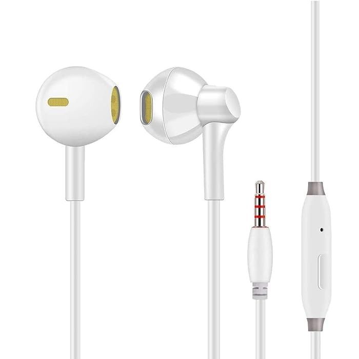 White in-ear Wired Earphones with Mic & Bass